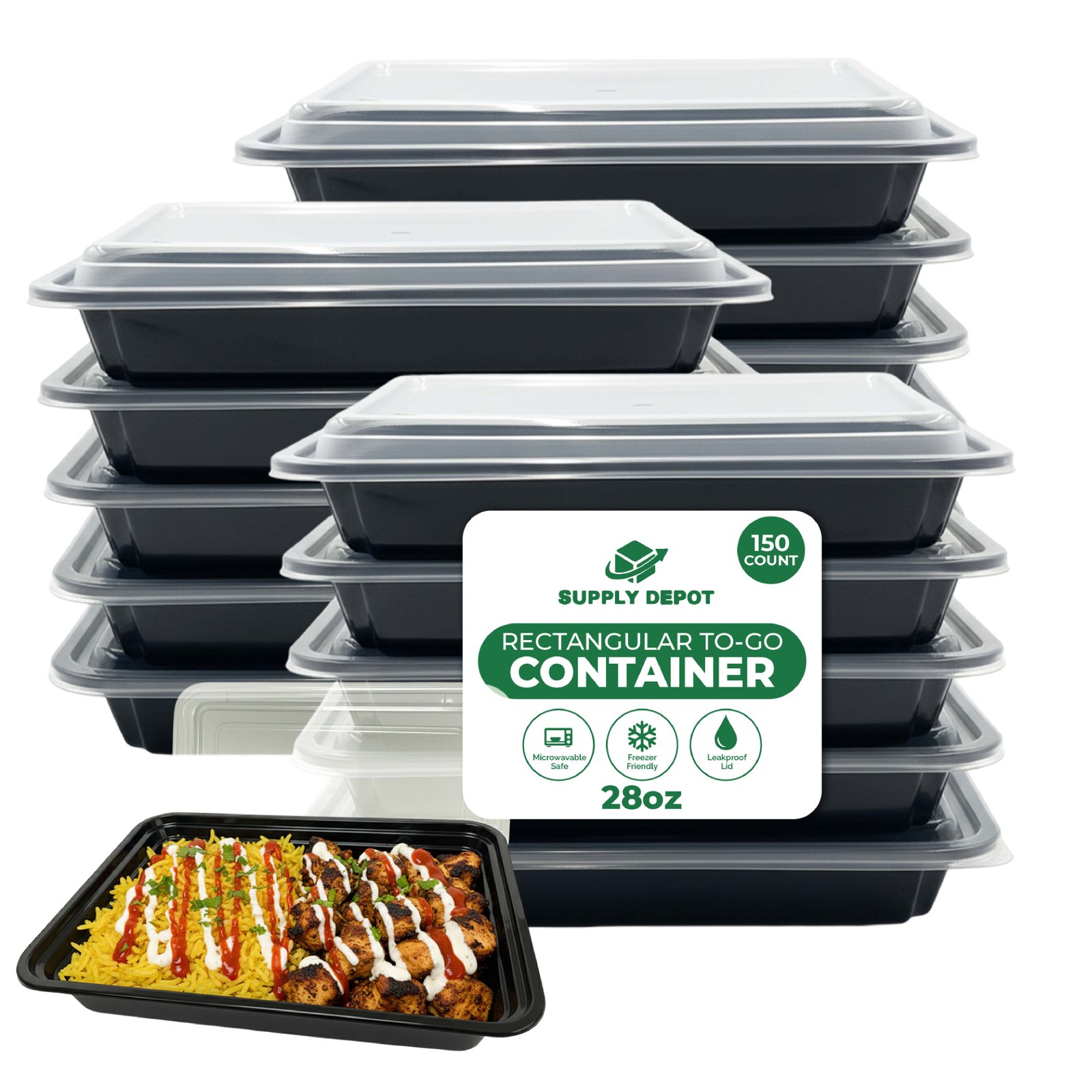 28oz Rectangle with lids