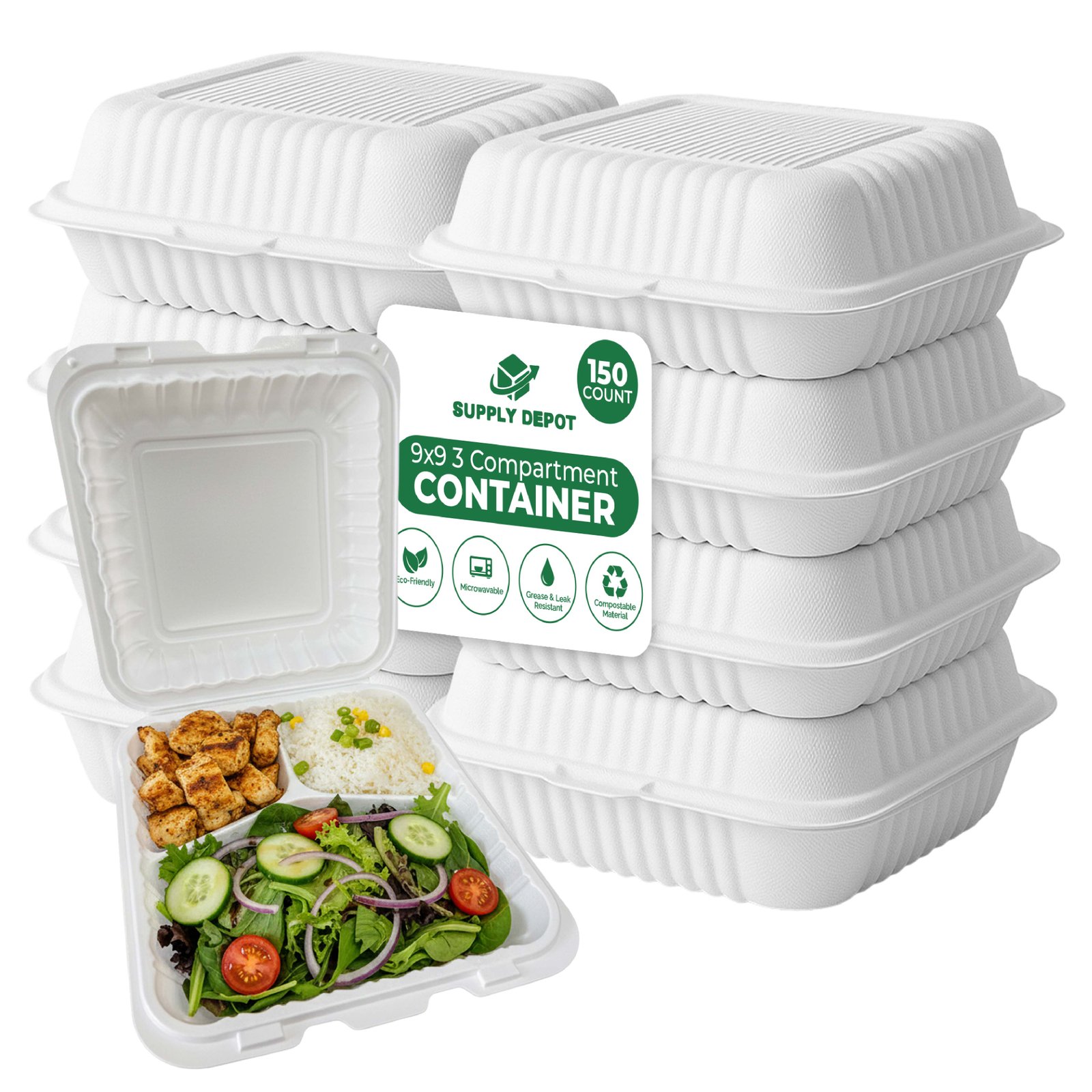 993 Food container white 3 comp,