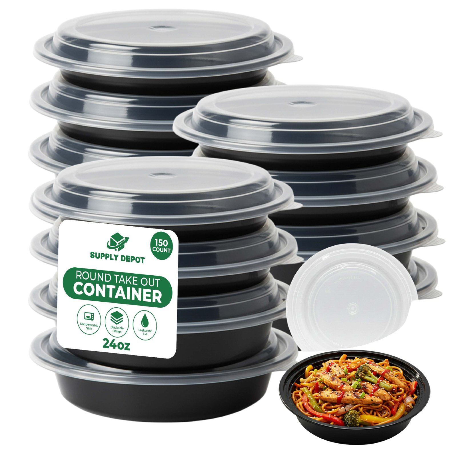 24oz Round Take Out container Microwavable
