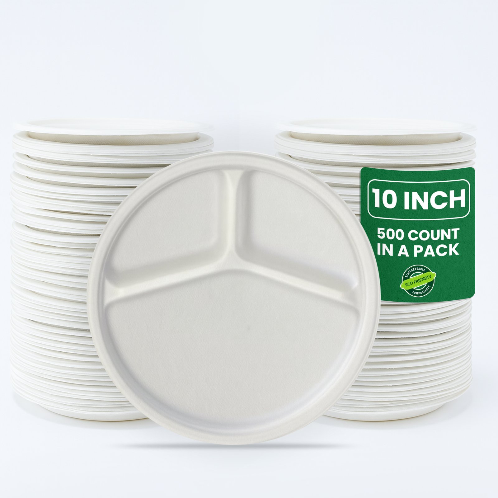 10" Eco Plate 3 Compartment